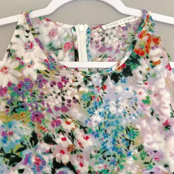 Violet & Claire Multicolored Watercolor Floral Layered Tank Sleeveless Blouse M - Picture 2 of 9